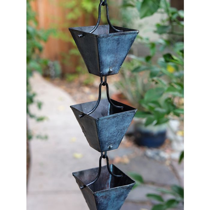 Medium Square Cups Patina Rain Chain #3121-M-PAT 